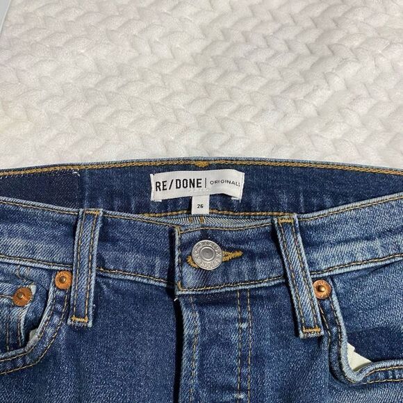 RE/DONE Originals High Rise Ankle Crop Jeans in Midnight Blue Size 26 - Picture 7 of 11